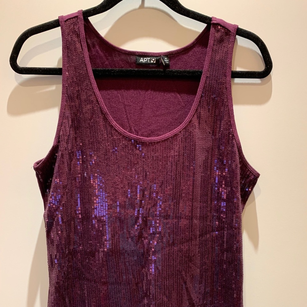 Apt 9 Sequin Tank/Tee - Burgundy (A-02)